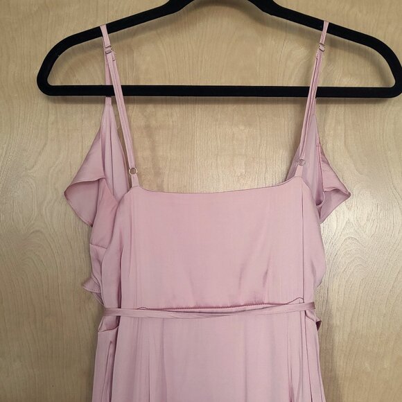 Lulus Glowing Arrival Blush Pink Ruffled Wrap Midi Dress - Picture 7 of 13